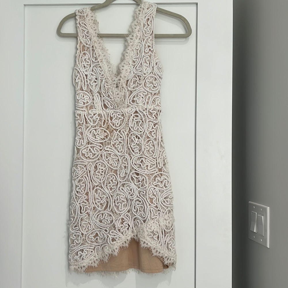 White lace mini dress